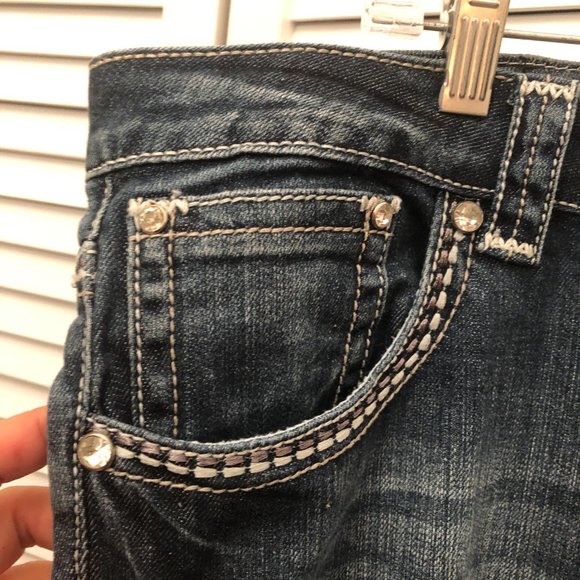 Grace in LA Easy Fit Bootcut Embroidered Embellished Denim Blue Jeans, 19 - Picture 5 of 13